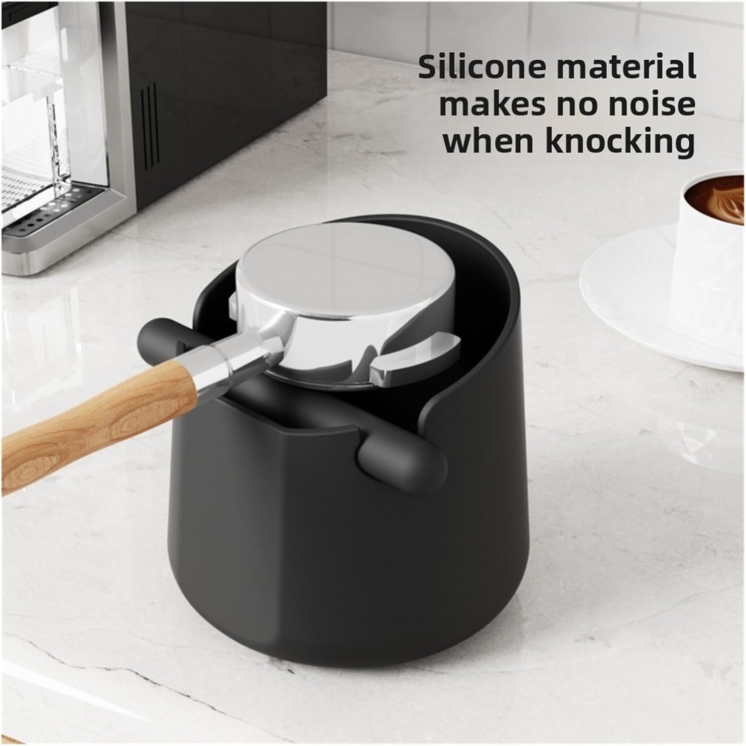Mini Silicone Coffee Knock Box Espresso Grounds Collection Tool Barista(Black)
