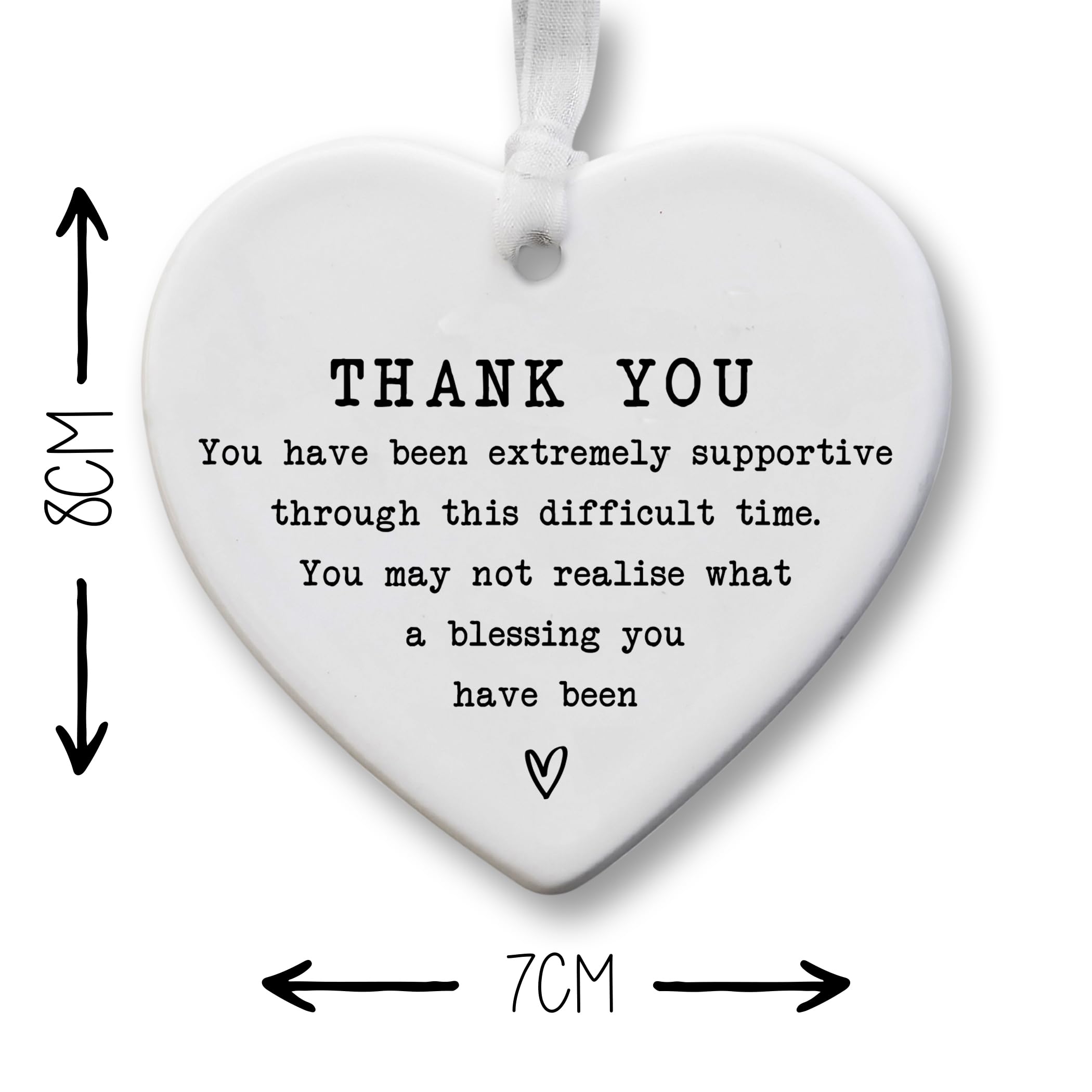 Thank You Gift Ceramic Hanging Heart Plaque (8cm x 7cm), “Extremely Supportive Through Difficult Time” Message - Image 2