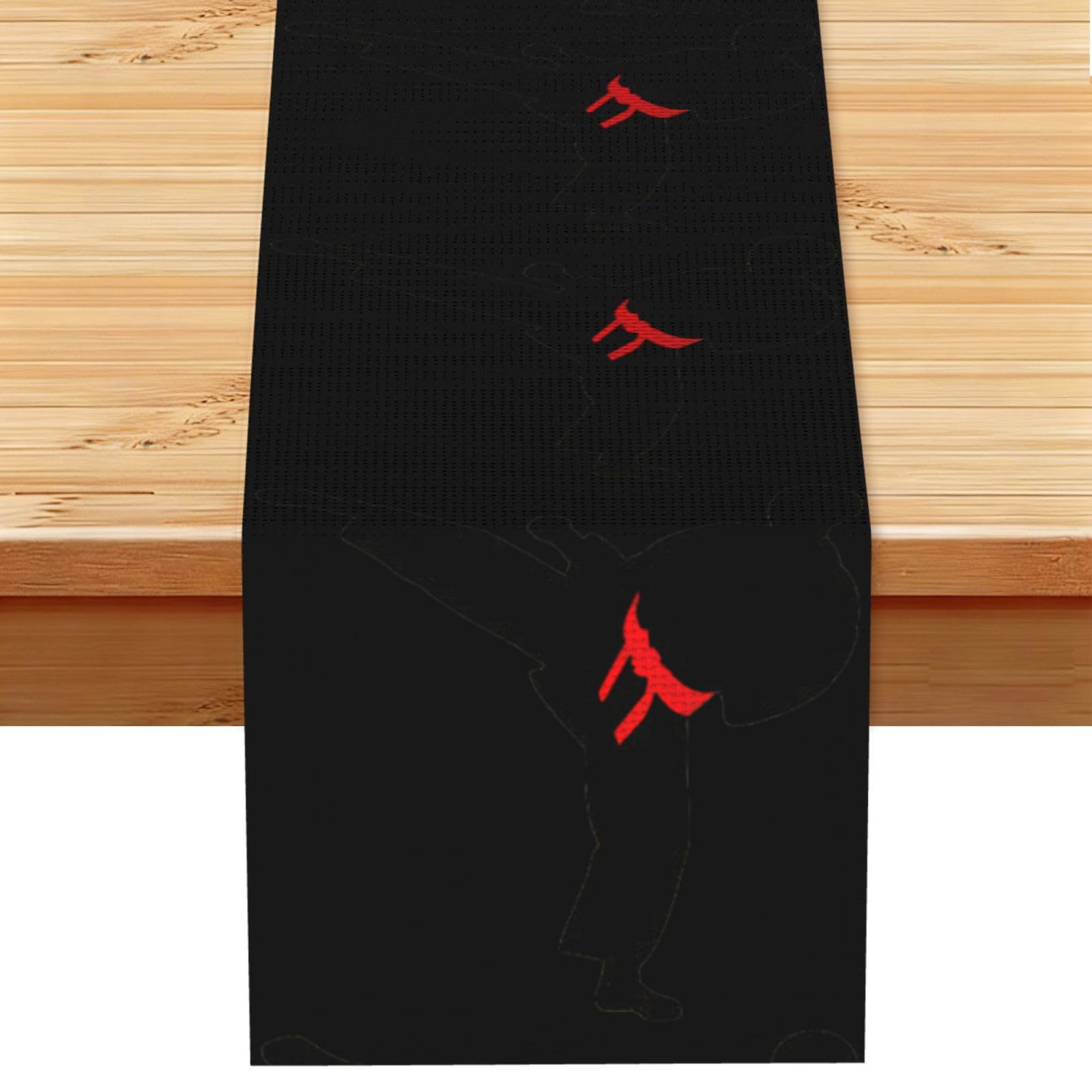 Karate Boy Vector Changeable Belt Color Multi Purpose Table Runner for Home Decor, Printed Table Cloth for Kitchen Table, Countertops & Dining Area