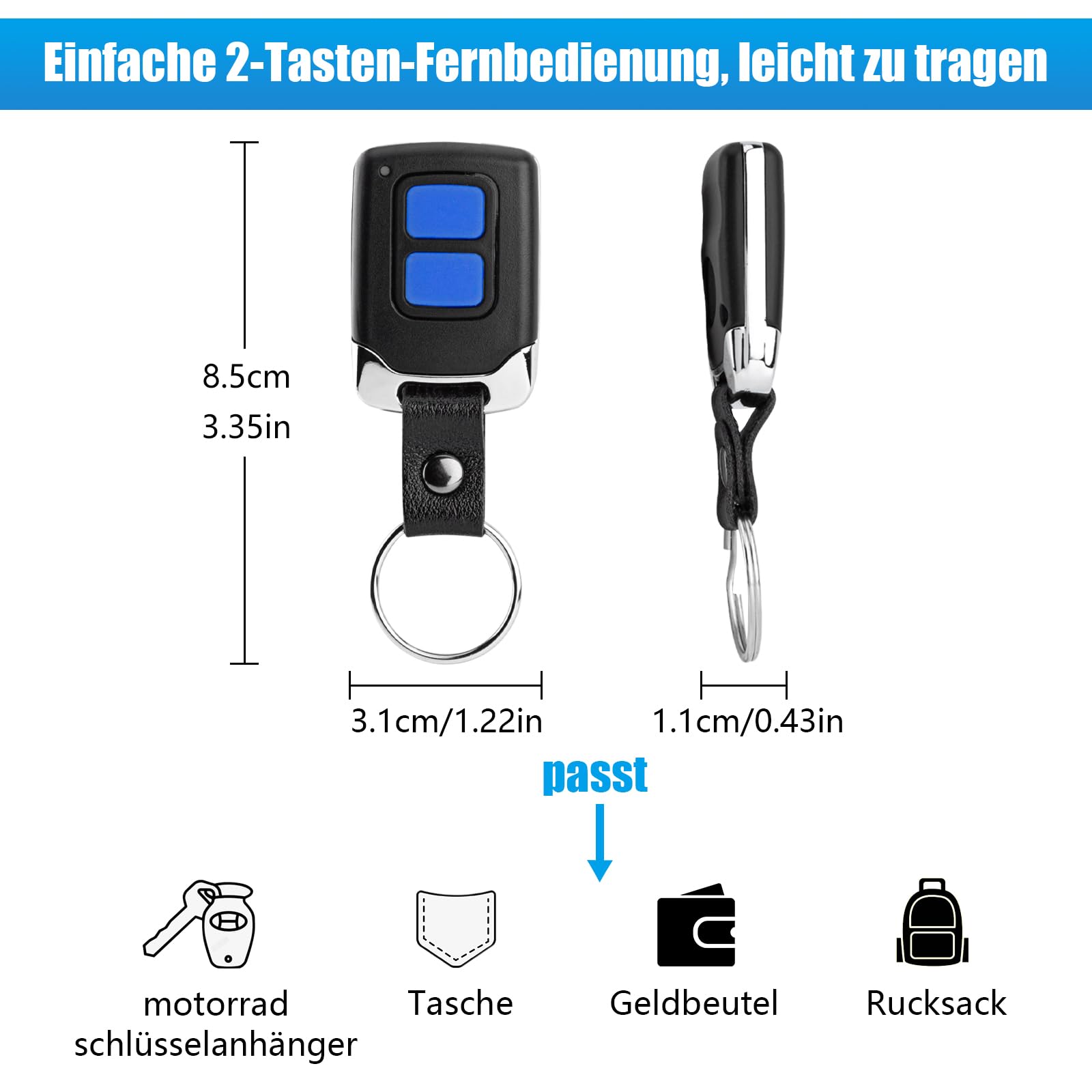 LAWOHO Hormann Handsender 868MHz | 2 Stück Ersatz Fernbedienung | Blaue Taste