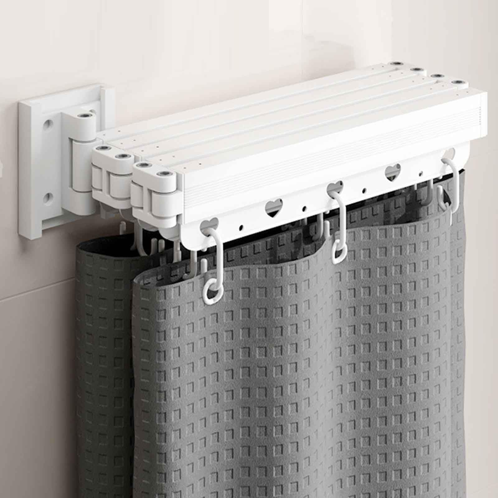 Tringle de douche réglable et résistante à l'eau - Rideau de douche moderne pliable en lin extensible pour décoration de salle de bain de 180 x 180 cm
