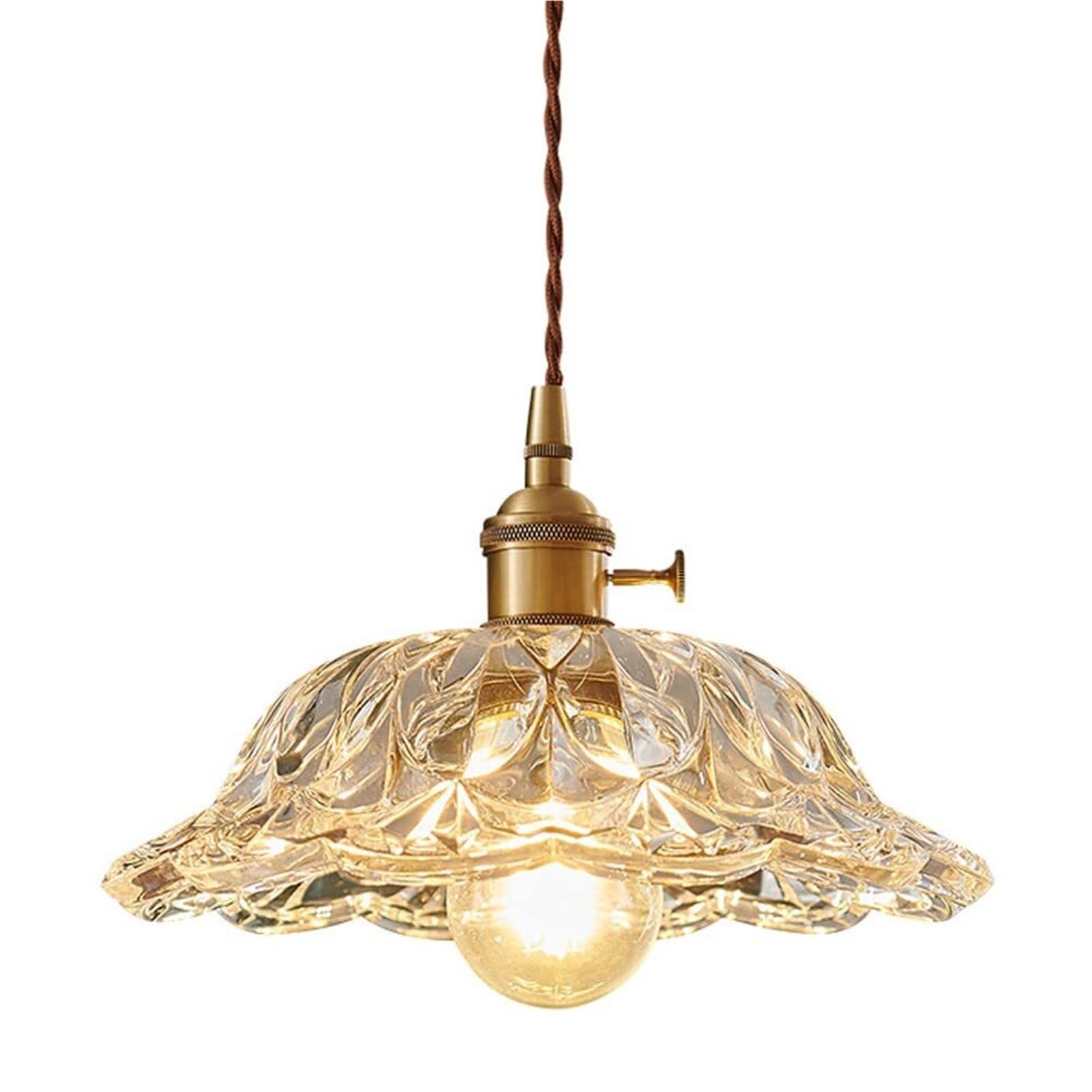 KBUUKYYXouy Industrial Vintage Glass E27 Clear Shade Pendant Lamp Chandelier Hanging Lighting Ceiling Fixture for Loft Bar Kitchen Decorative(25 * 15cm)