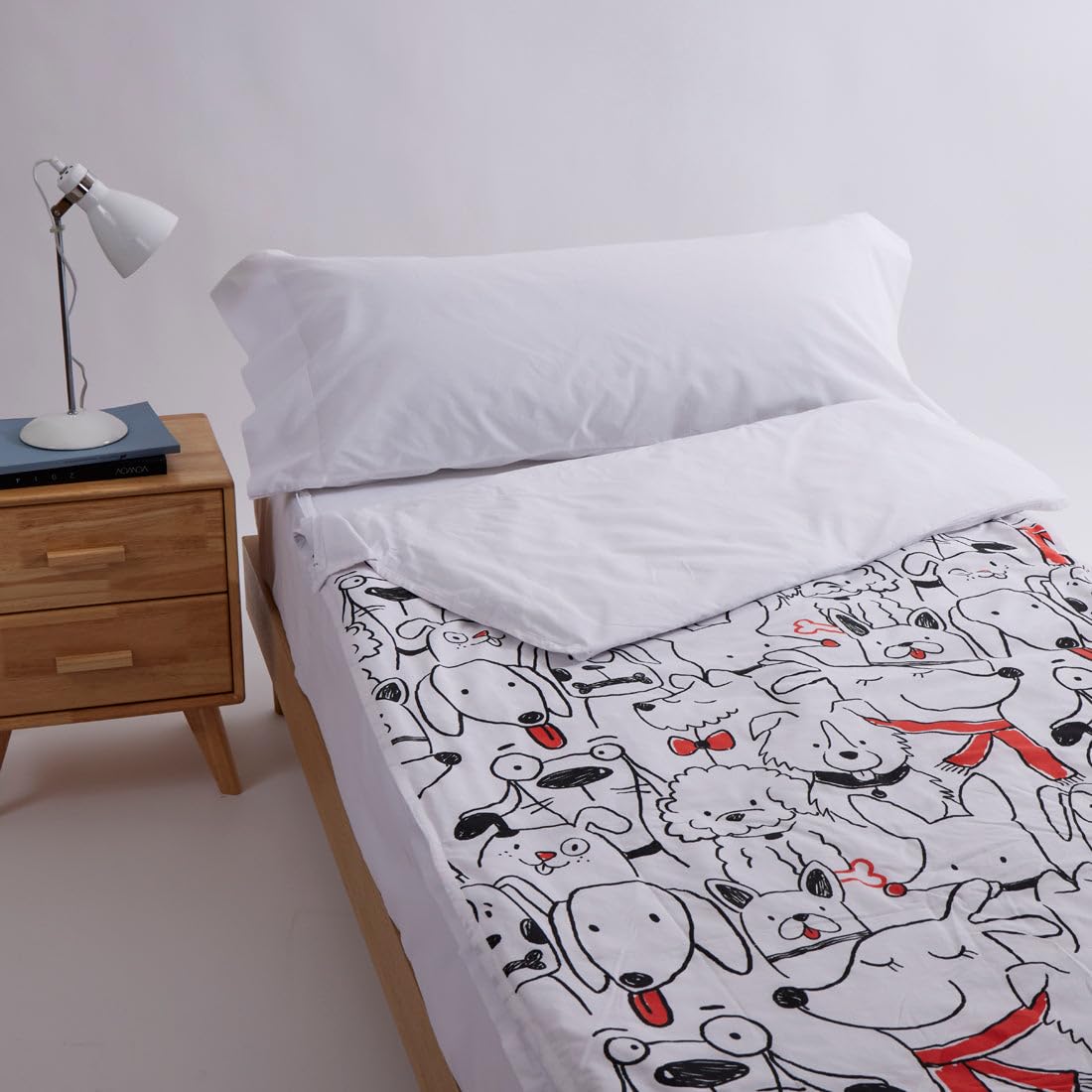 10XDIEZ Funda de Saco Nórdico Ajustable con Cremalleras Laterales, en Algodón y Poliéster, para Camas de 80 a 105 cm - Blanco, Cama de 90cm