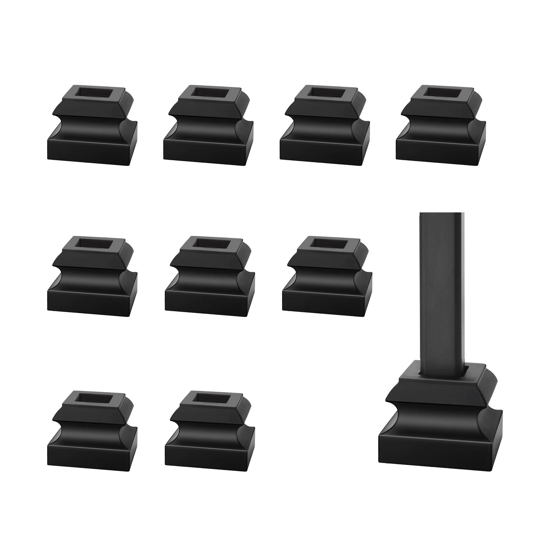 10-Pack Baluster Shoes Flat Shoes with Screw Iron Baluster Shoes for 1/2" Square Balusters (Connectors are Not Included)