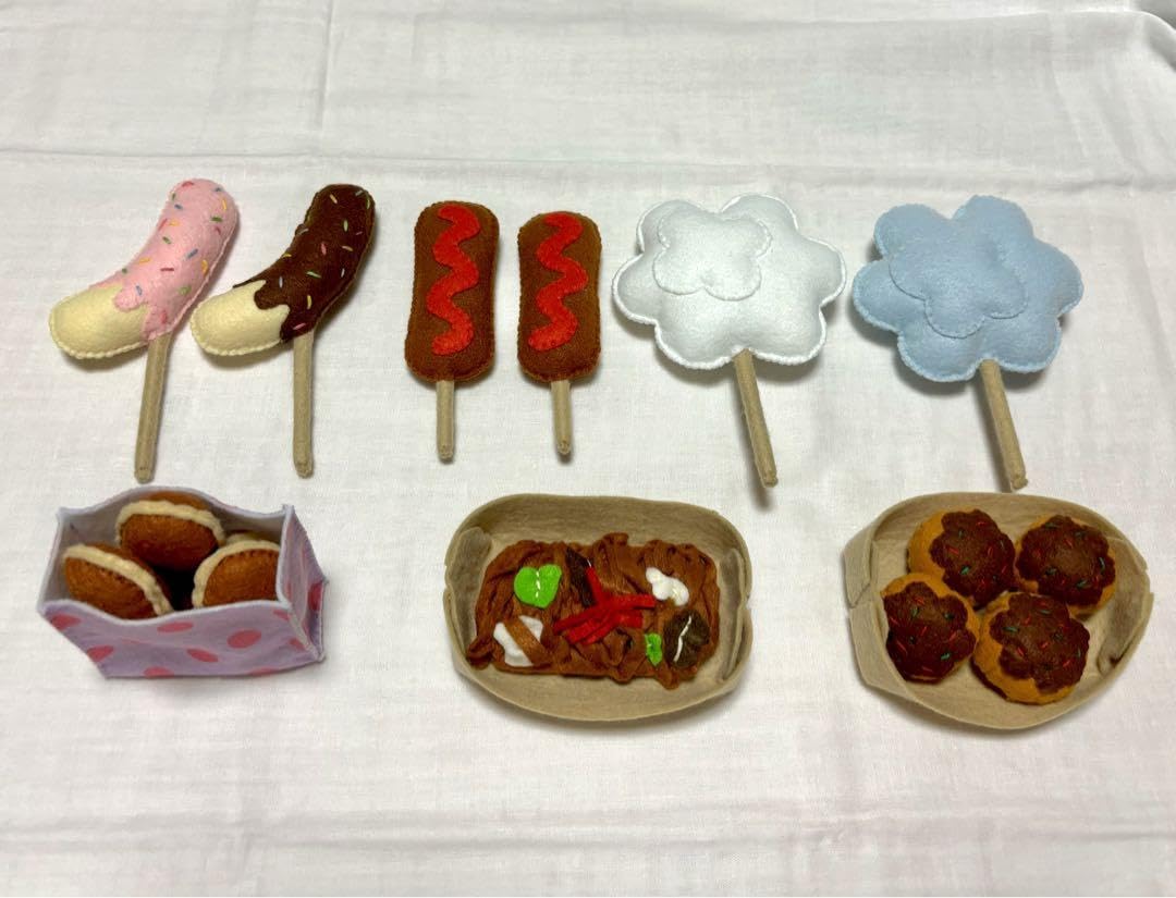 Amazon.co.jp: フェルト ままごと 屋台 お祭り セット : おもちゃ