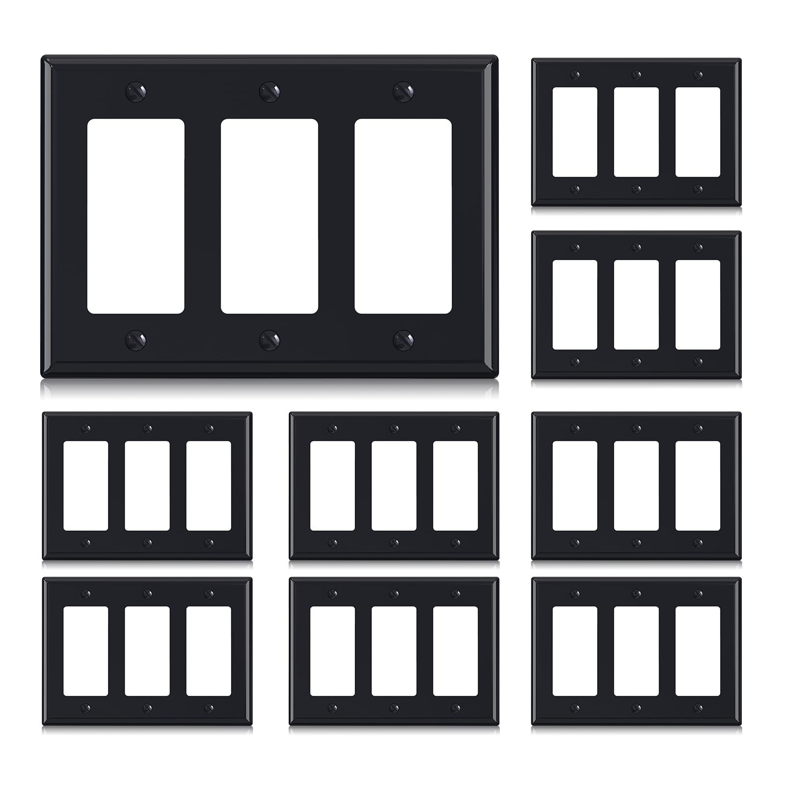 Decorative Wall Plates - Glossy Black (5 Pack) -7 Decorative Wall Plates - Glossy Black (5 Pack) -7