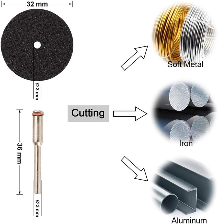 Rotary Cut-Off Wheel Kit, Multi-Purpose Cutting Set for Wood, Stone, Metal, and Plastic - Fits 1/8 Inch Shank Power Die Grinders and Air Tools