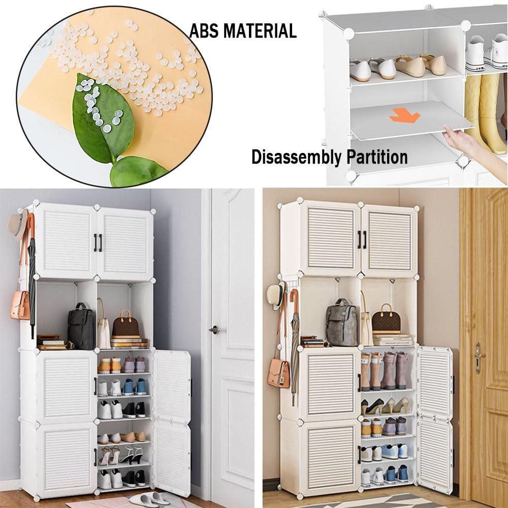 Scarpiera Metallica 8 Livelli AISIR - Scaffale Portascarpe Impilabile, Con Tendina Antipolvere, 42x30x124 Cm, Nero - Foto 6