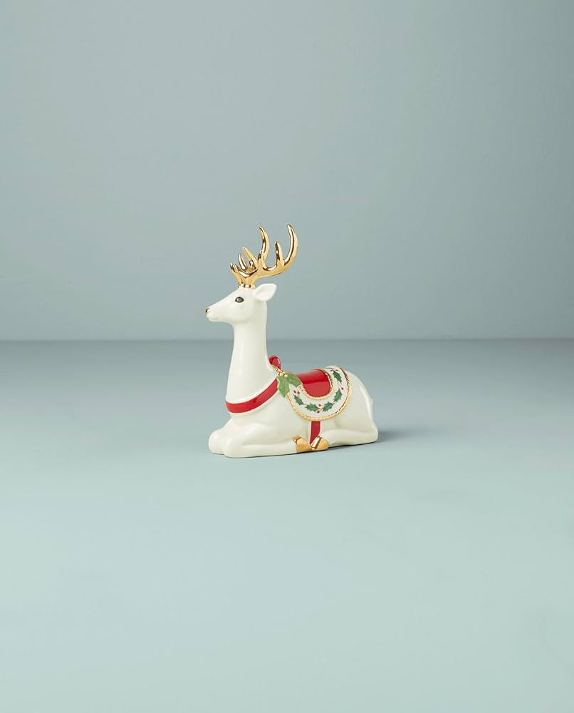 Amazon.com: Lenox 894973 Laying Reindeer Figurine, Christmas