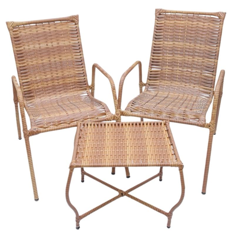 kit 2 cadeira com mesa varanda área externa vime fibra sintética junco - Conforto e Estilo para Ambientes Externos como Varanda, Quintal e Jardim