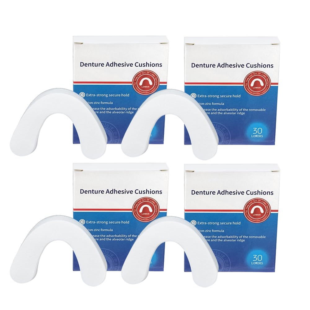 Sponsored Ad - 120 Pads (4 Pack) Free Long-Lasting Lower Denture Adhesive Cushion, Denture Adhesive Soft Pad for Secure Hold and Food Seal (Lower)