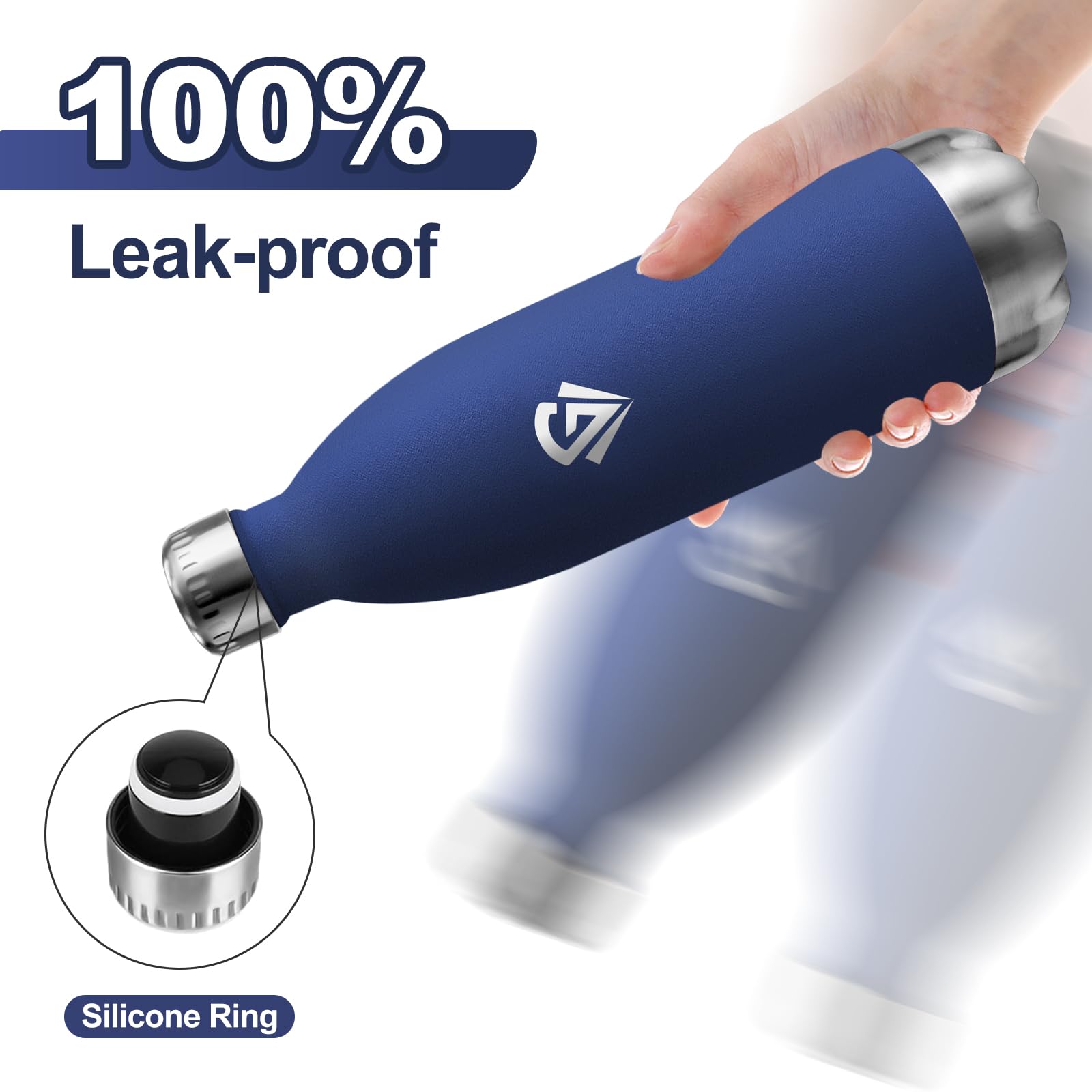 Bottiglia Termica 1L, Doppia Parete Isolante, Borraccia Acciaio Inox, Borraccia Senza BPA, Antigoccia, Borraccia Termica Riutilizzabile per Adulti, Scuola, Ufficio, Campeggio, Outdoor, Viaggi