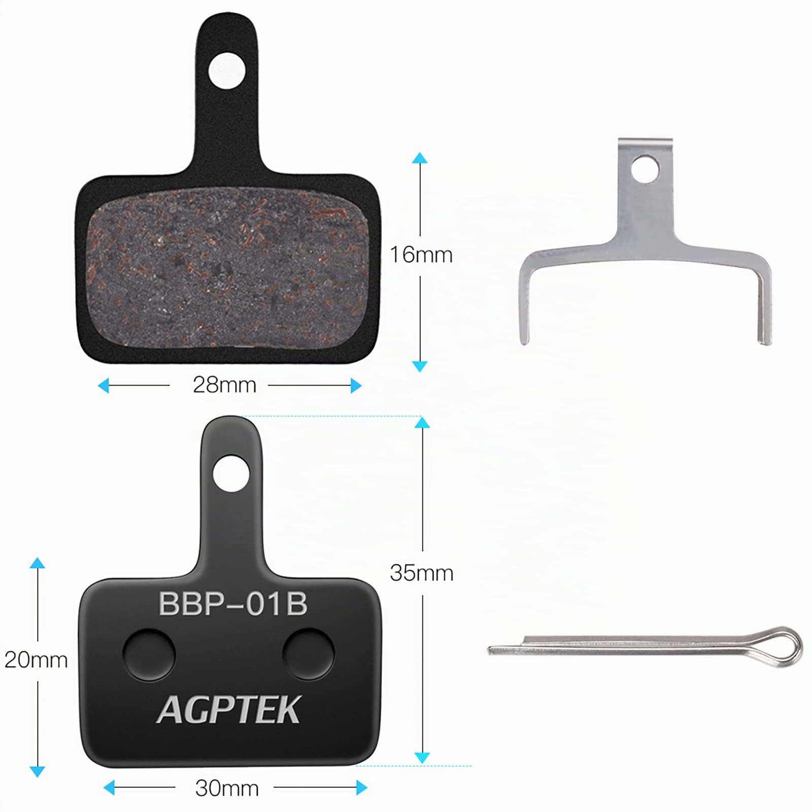 AGPTEK 4 Paires Plaquettes de Frein Vélo à Disque, Bicyclette Patins de Frein Semi-Métalliques pour Shimano TRP Tektro Deore M575 M525 M515 T675 M505 B01S C501 M495 M486 M485