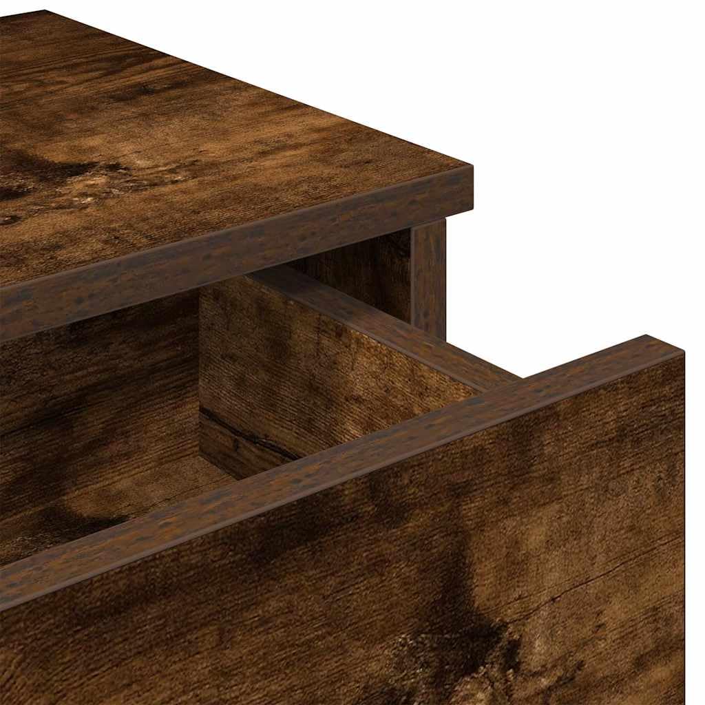 Generisch Wandregal mit Schubladen Räuchereiche 60x28x15 cm Holzwerkstoff,Möbel,Regalsysteme,Wandregale-859945
