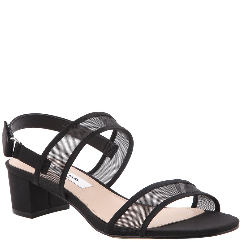 NINA Ganice - Women's Mesh Block Low-Heel Hook & Loop Dressy Sandal Shoes- Elegant and Comfortable Womens's heeled Sandals - Casual and Dress