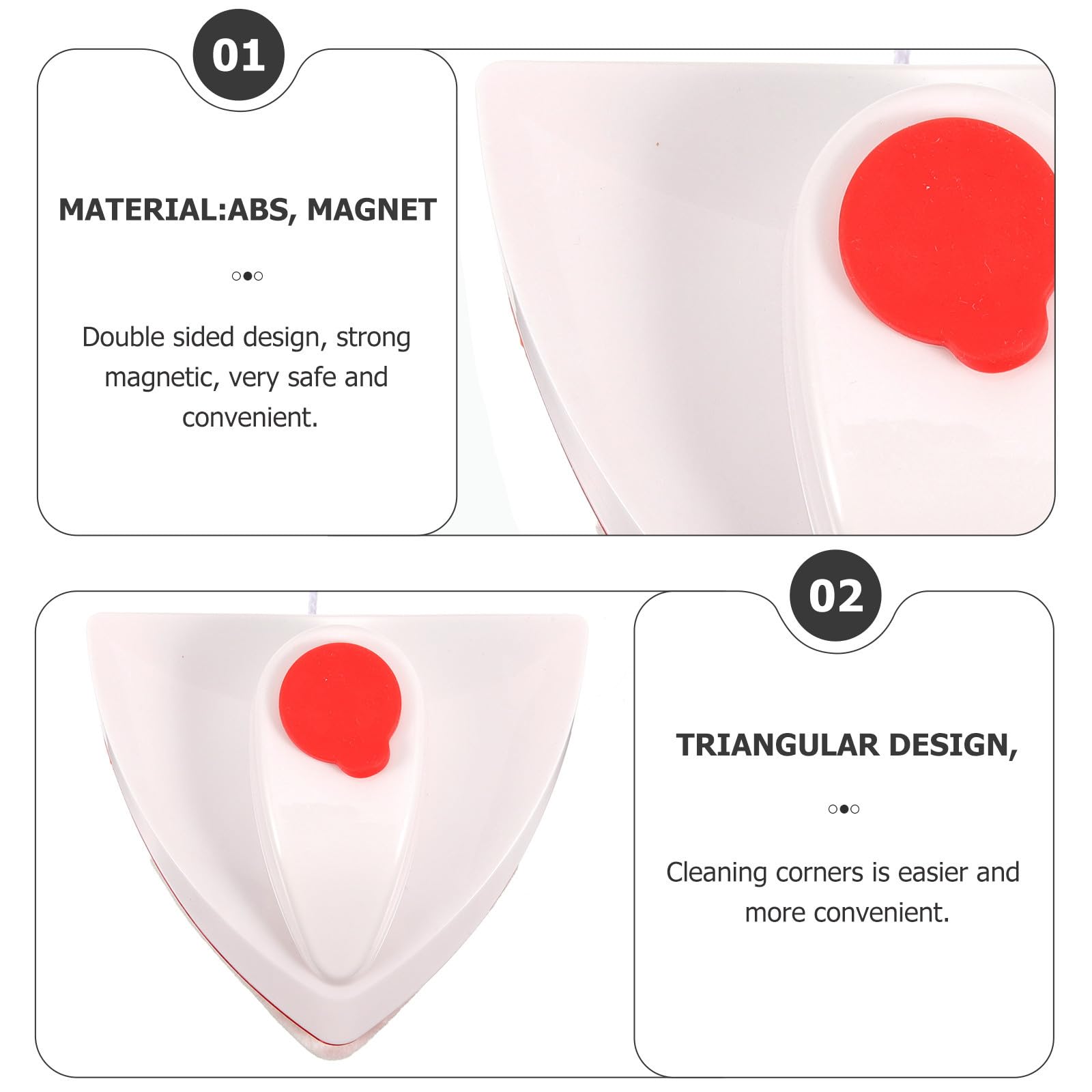 Limpiacristales Material Abs Magnético de Doble Cara Diseño Triangular Práctico y Potente Imán para Ventanas de Dormitorio y Mamparas de Ducha para Uso Hogar