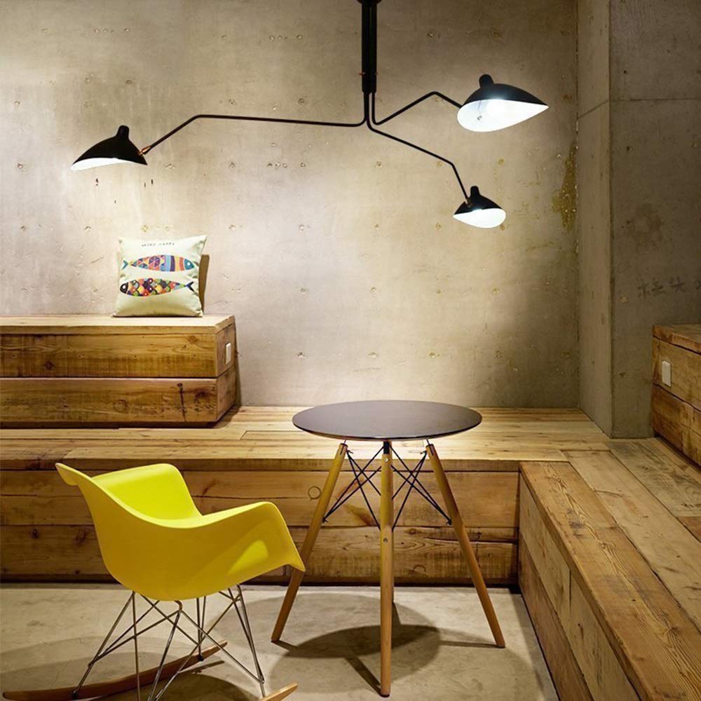 Lustre rétro plafonnier design 3 lumières en métal finition haut de gamme