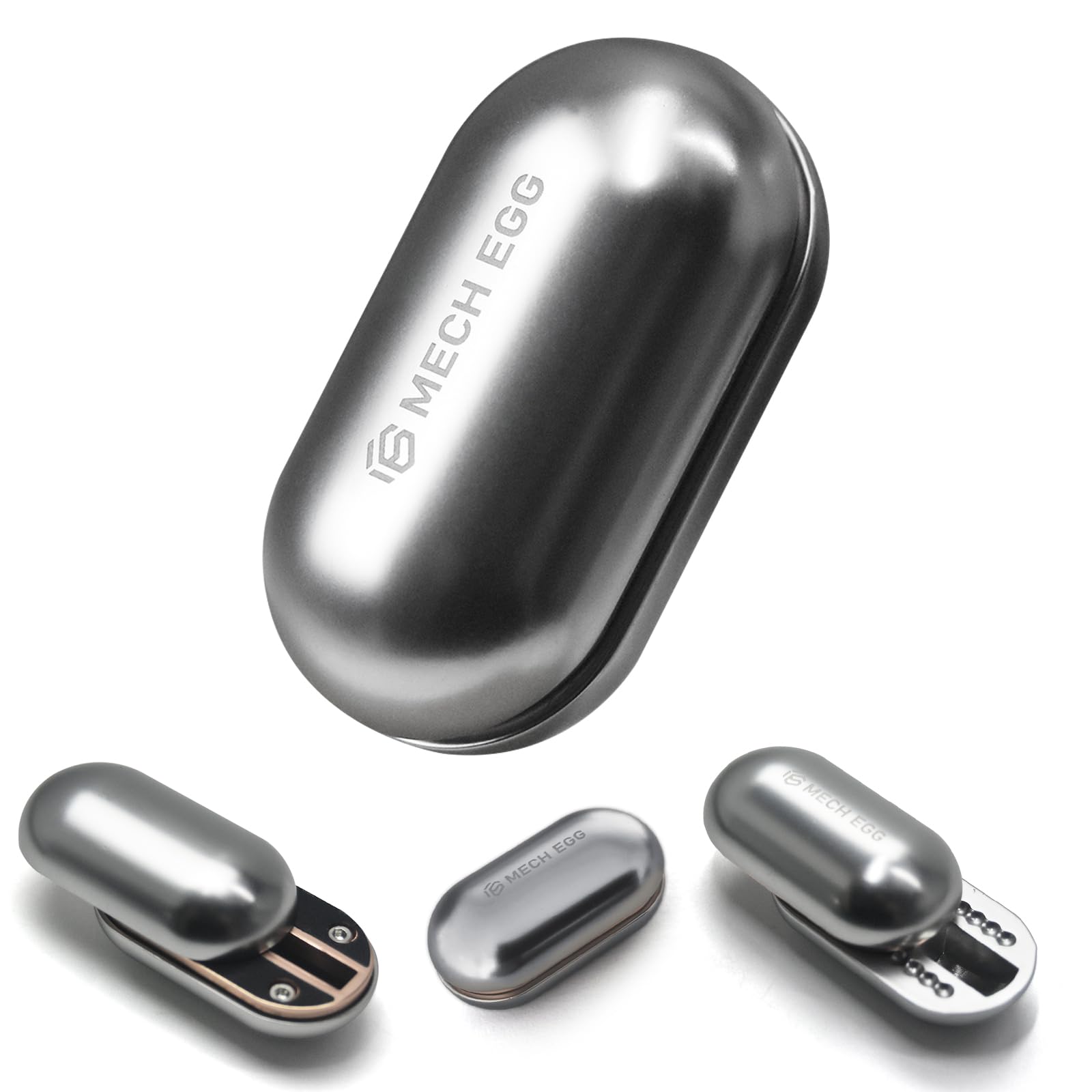 SKEDC Mech Egg Fidget Slider,Metal Fidget Toys,EDC Clicky Office Slider Fidget Desk Toys for Adults ,Fidget Toys Adults Anxiety for ADHD/Add/Autism (Silver)