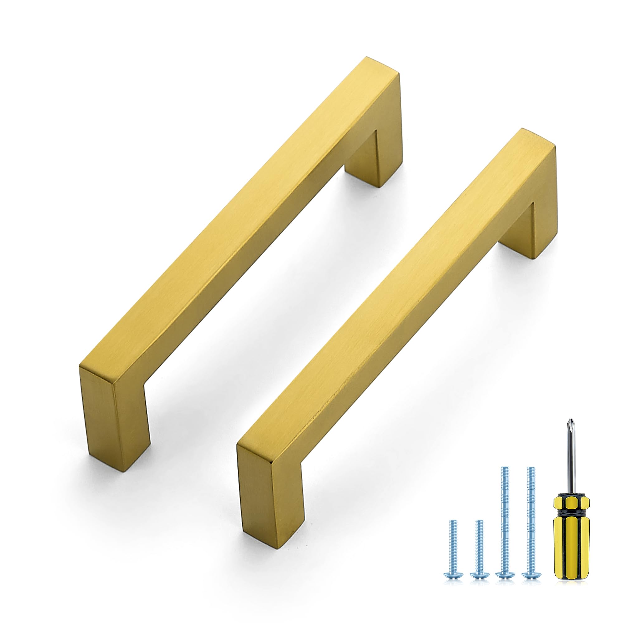 Ravinte Gold Square Pulls Cabinet Handles,4-1/2 Inch,10 Pack