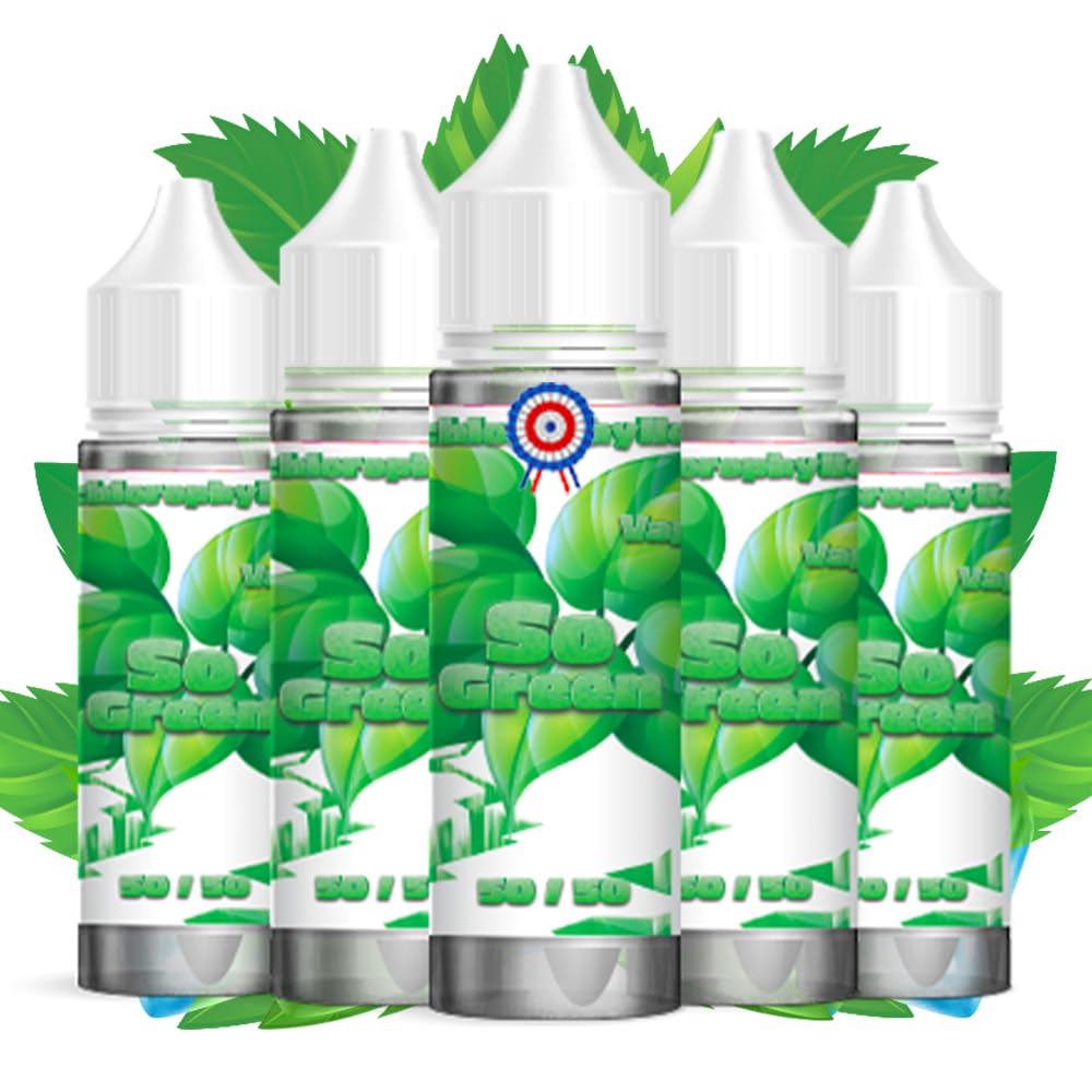 E-liquide cigarette électronique - GOÛT : CHLOROPHYLLE - 50ml - 50MPGV/50VG  - LOT DE 5 FLACONS (250ml) - Vap'Op - Sans nicotine ni tabac