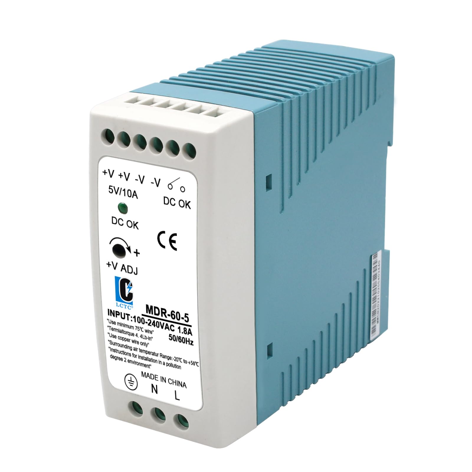 5V Power Supply MDR 60W Din rail (Input:100-240VAC,Output:5VDC,50/60HZ) Power Supply Adapter Transformer Switch Switching 5vdc