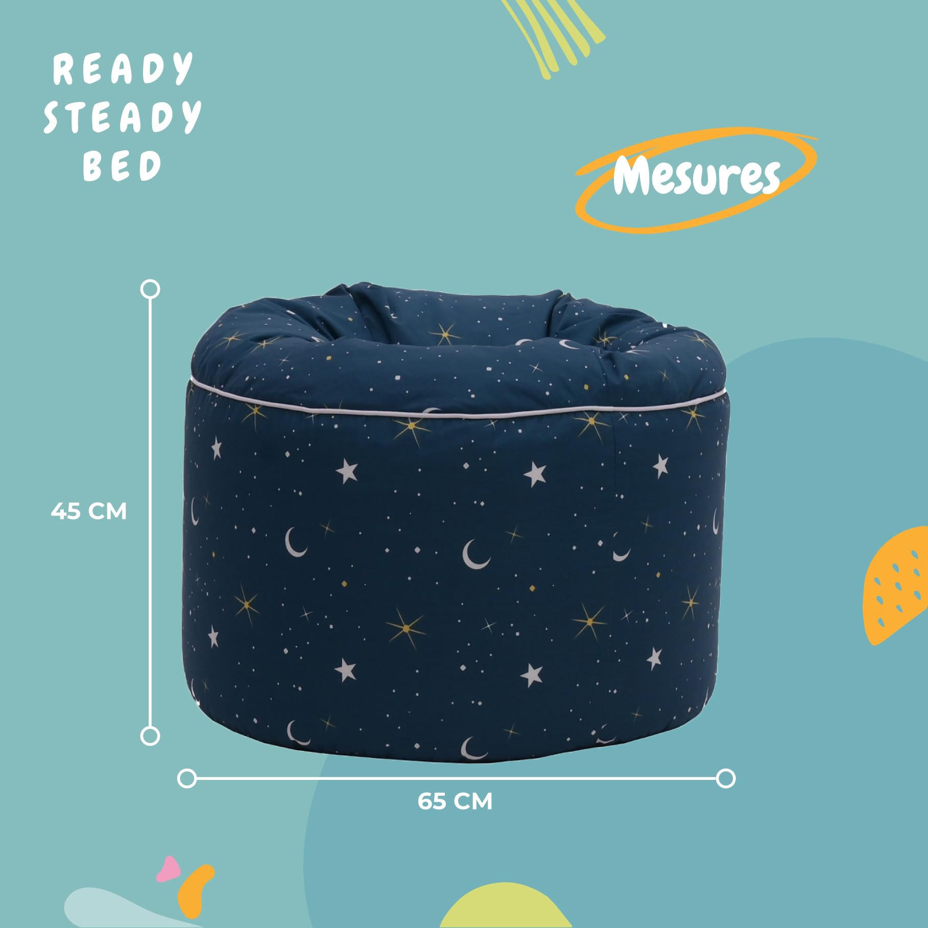 Ready Steady Bed Fauteuil Poire pour Enfants | Pouf Confortable pour Salle de Jeux intérieure | Siège de canapé Rond et Doux pour Les Enfants | Meuble Ergonomique pour Tout-Petits (Clair de Lune)