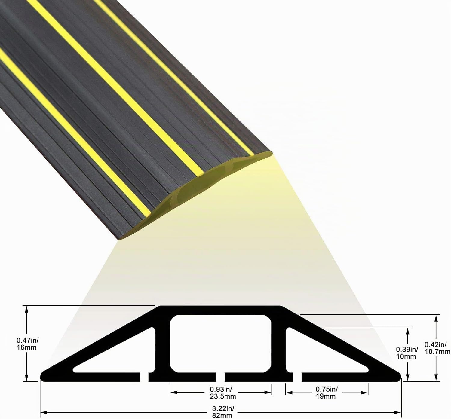 3 metro Copertura Cavi A Pavimento, Protezione per Cavo a Pavimento da 10 Ft 3 Canali Contiene Fili e Cavi