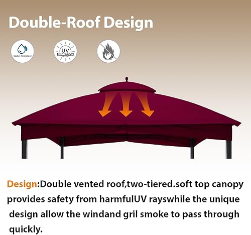Miniatura 4 de Cubierta superior de repuesto de 10 x 12 pulgadas para Lowe's Allen Roth #GF-12S004B-1, kioscos de techo resistente con malla, solo parte superior