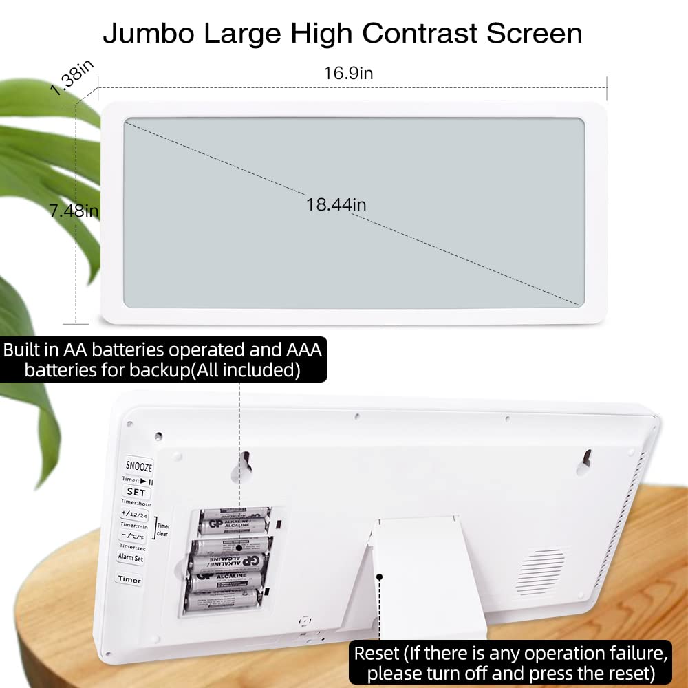 Buy TXL Extra Large Digital Wall Clock with Backlight, 16.9" Oversize