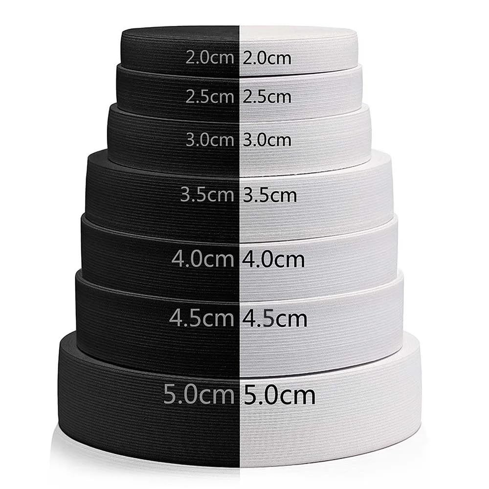 LATEAU Elastica Costura 4 Metros/8 Metros 15mm/20mm/25mm/30mm/35mm/40mm/45mm/50mm Bandas elásticas Altas de Nailon Blanco y Negro Accesorios de Costura de Prendas(Black,8 Meter_40MM)