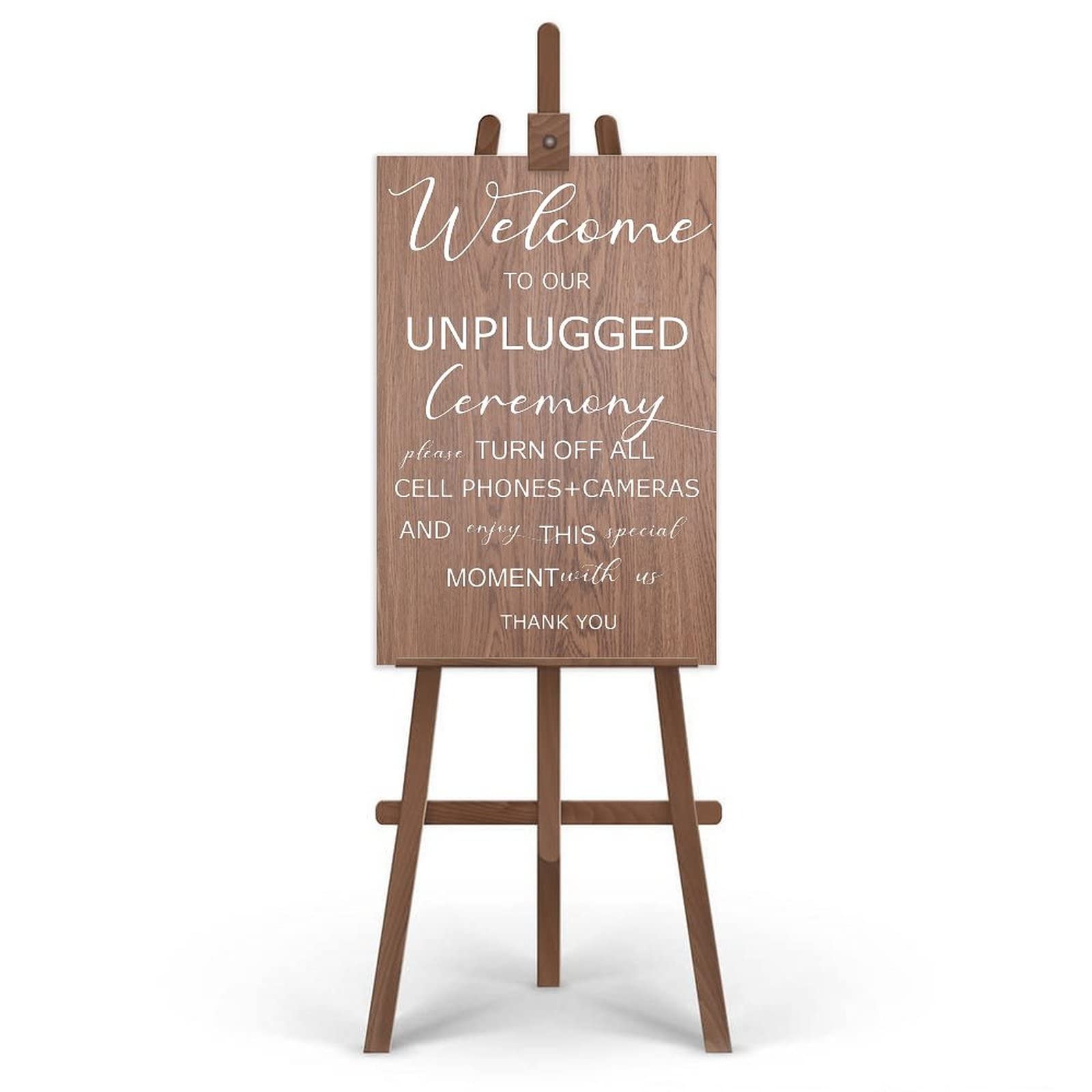 Unplugged Hochzeitsschild – Zeremonieschild – vertikales Hochzeitsschild aus Holz – rustikale Hochzeitsdekoration 76,2 x 50,8 cm