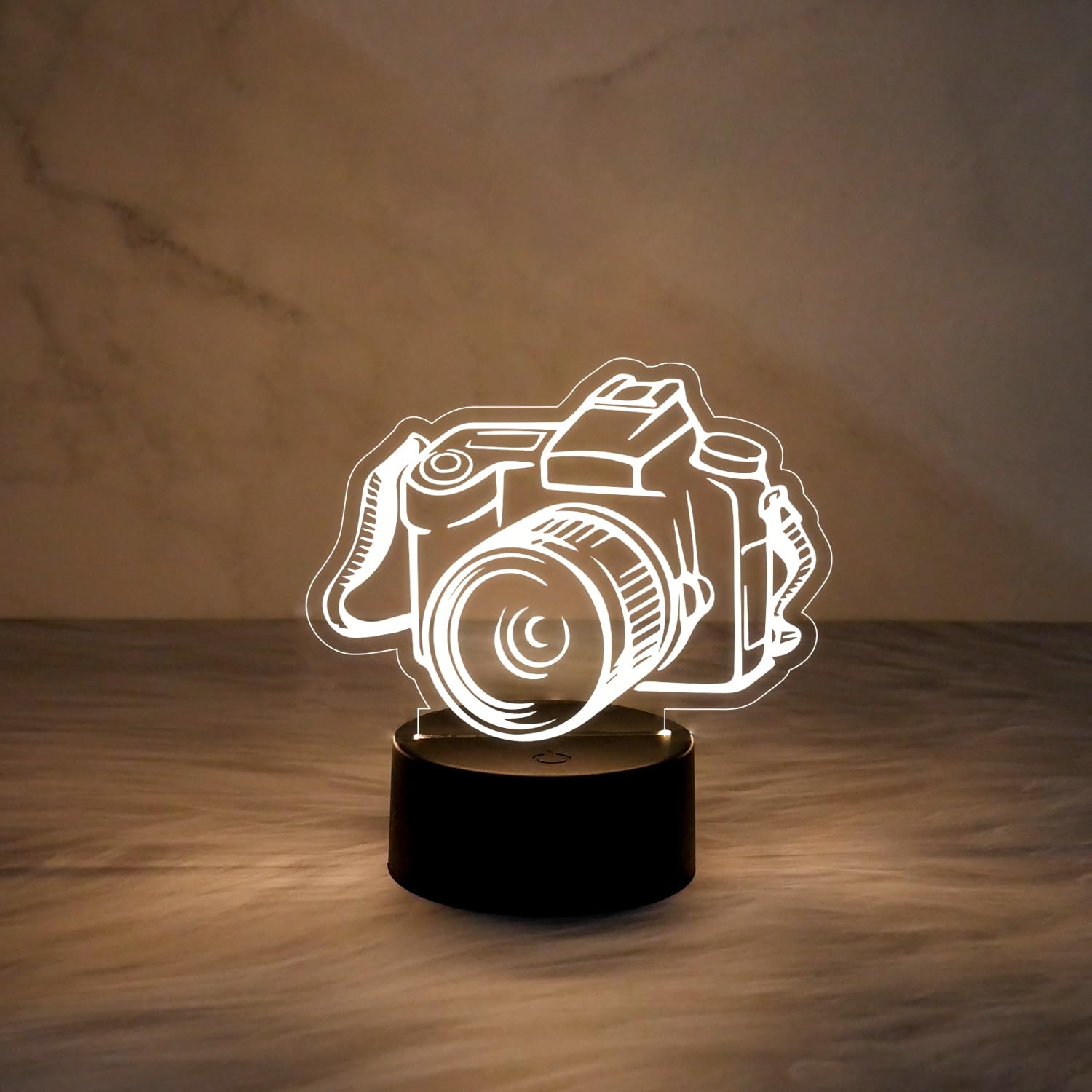 Gift Me Bazar 3D Illusion Camera Nightlight for Home & Office Desk Table Decoration | Gift for Photographer | Birthday Gift for Friends Warm White Light-image-43