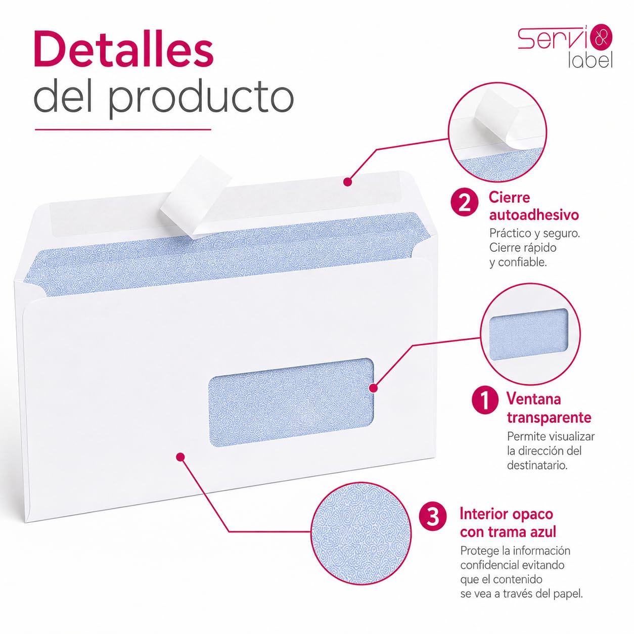 Pack 500 Sobres de Papel Blanco Americano 225x115mm | Con Ventana | Formato Profesional | Cierre Seguro | Para Cartas Facturas Documentos y Envíos de Oficina