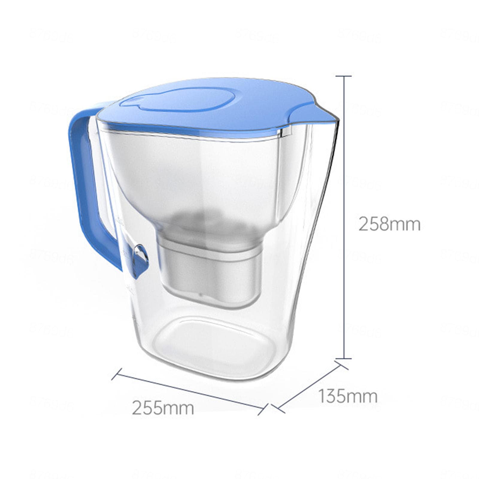 Dzbanek filtrujący do lodówki, dzbanek filtrujący wodę 3,5 l + 3 wkłady filtrujące, smukły dzbanek na lodówkę, wkłady filtrujące redukują zanieczyszczenia chlorem i wapnem