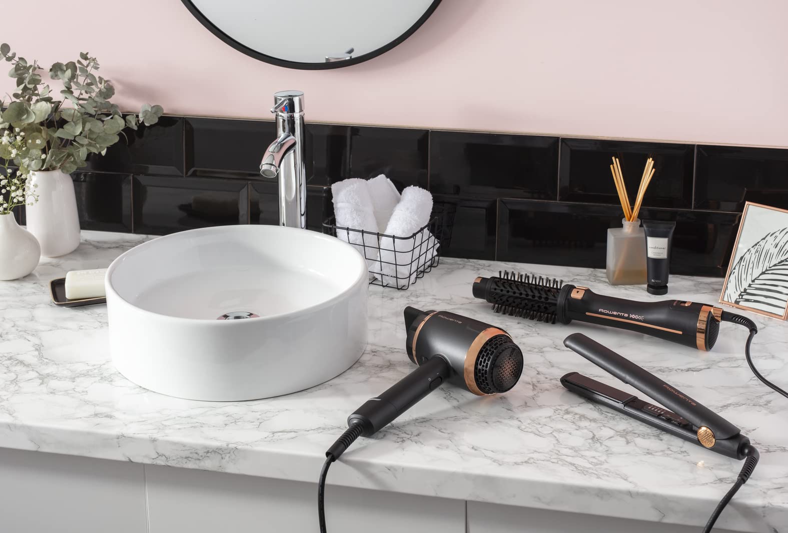 Rowenta Ultimate Experience Inimitable SF8230 - Plancha y rizador de pelo 2 en 1 con placas flotantes 3d, revestimiento piedra mineral, 5 temperaturas ajustables, para todo tipo de cabello