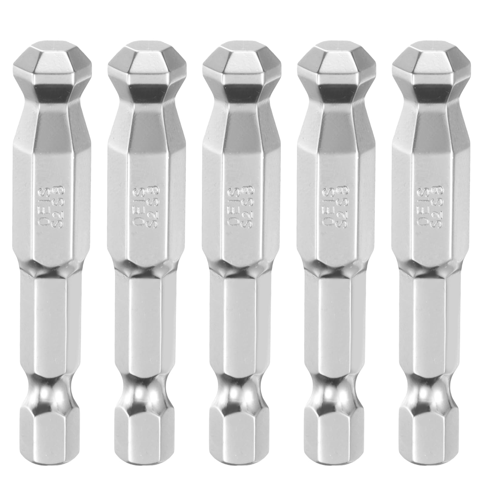 sourcing map 5pcs Ball End Hex Screwdriver Bit H8 (8mm) Head 1/4" Hex Shank 50mm (2") Long Magnetic S2 Steel Metric Screw Driver Drill Bit Wrench Socket Power Tool