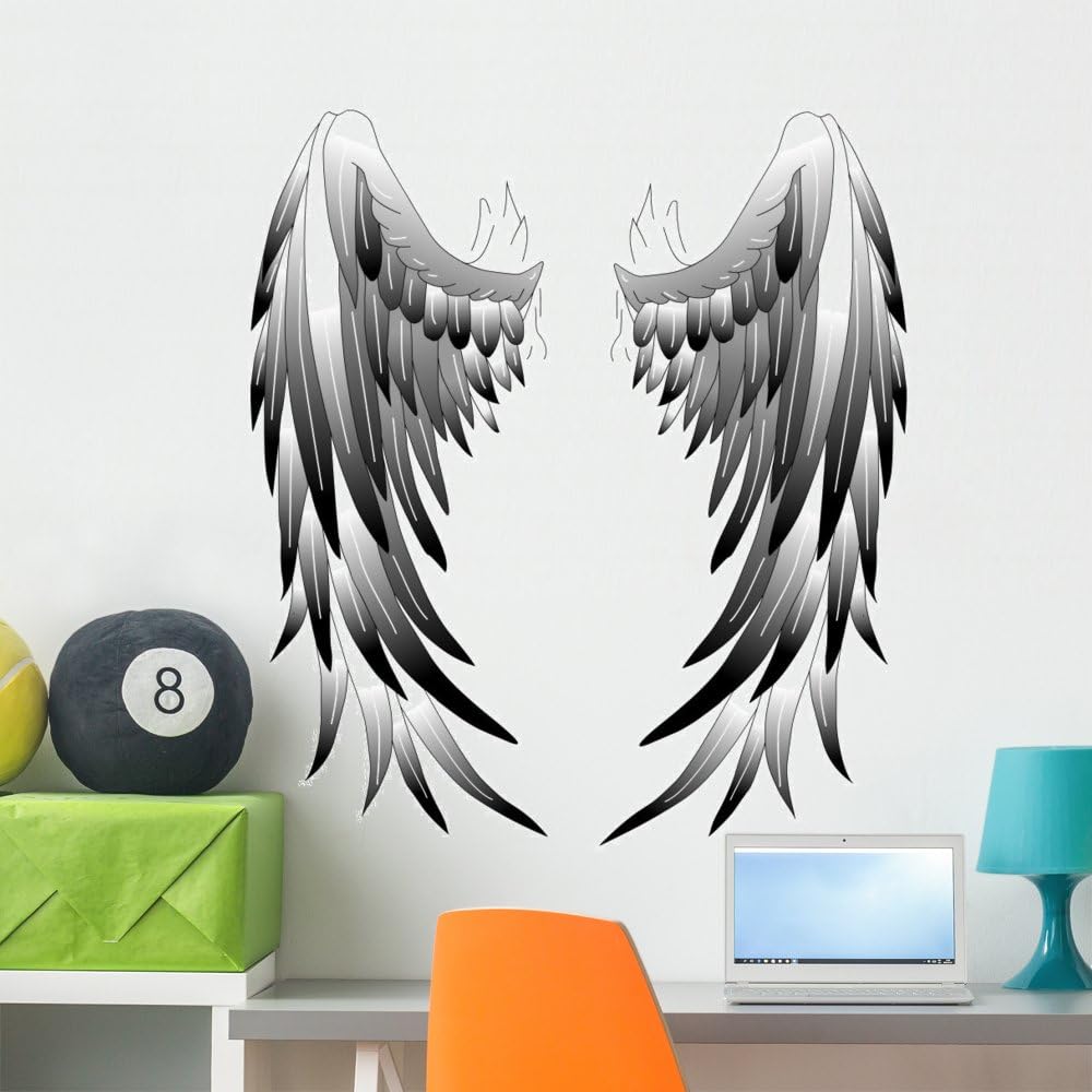 Wallmonkeys Angel Wings Angel Wings Tattoo Art Wall Decal Peel and Stick Graphic WM137087 (36 in H x 27 in W)