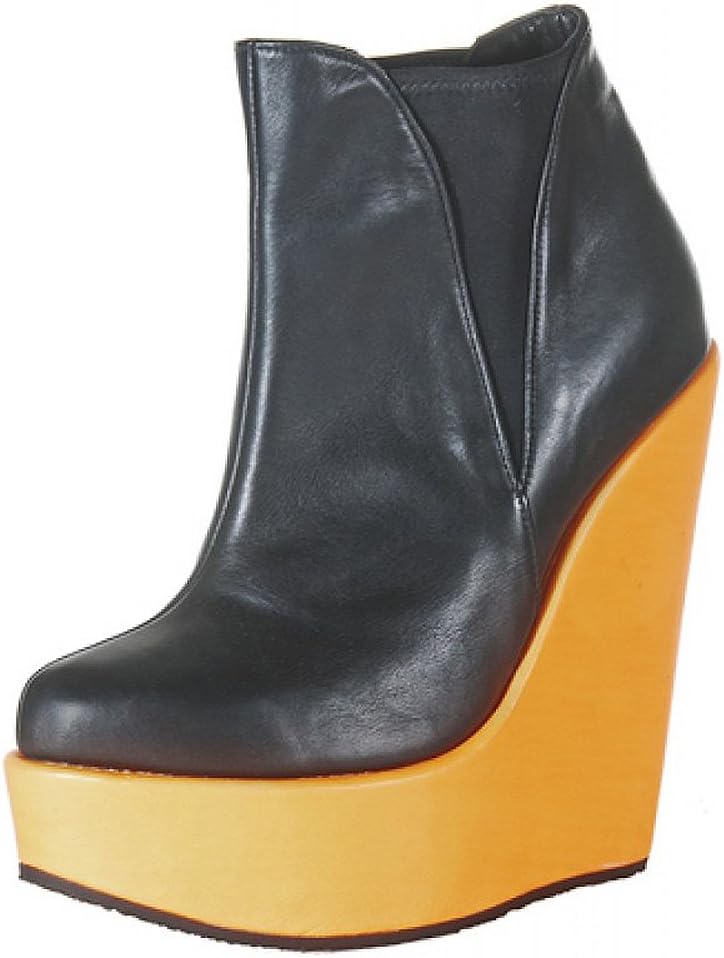 Kristoff Roma Genuine Leather Ankle Boot 6" Inch Leather Wrapped Natural Cork Wedge 2" Platform