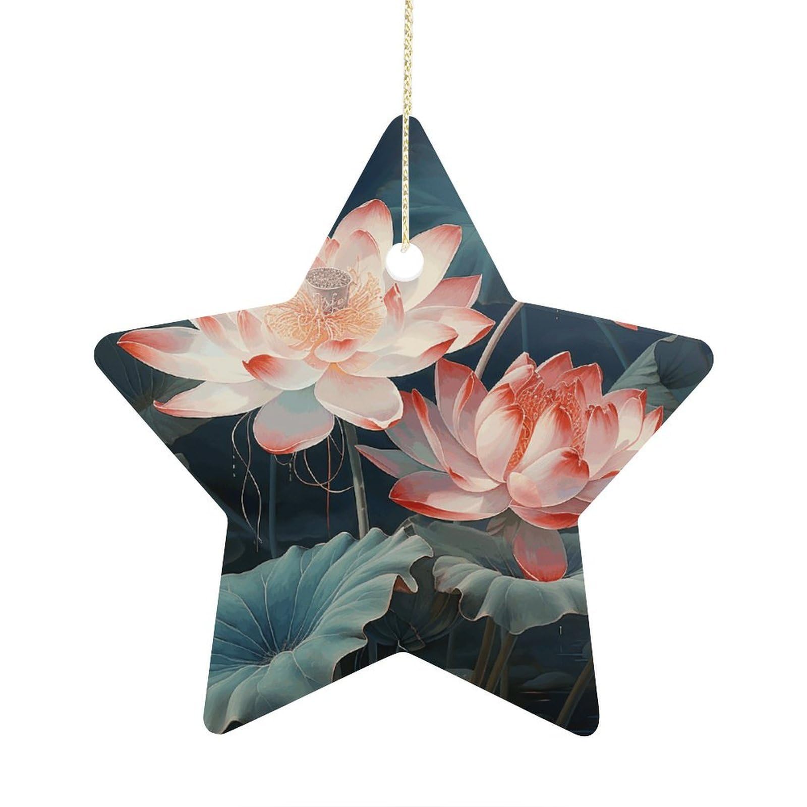 Fodpand Women's Style Dragonfly And Lotus Ornament With String, Keepsake Hanging Decorations,Ceramic Ornaments For Men Indoor Home Holiday Party Gifts