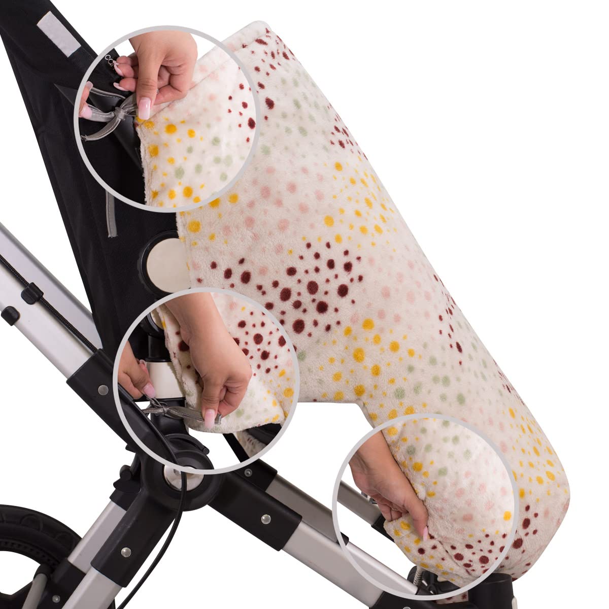 JYOKO KIDS Saco Cubrepiés de Invierno Compatible con Portabebés, Sillas de Coche y Cochecitos de Paseo | Polar Teddy Extra Suave | Hecho en España (COLORFUL PARTY, 100 Cm)