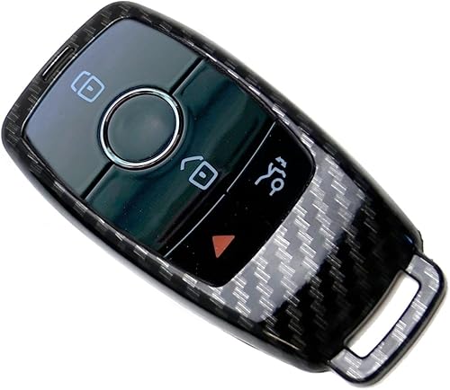 Miniatura 4 de iJDMTOY Carcasa de llavero con patrón de fibra de carbono negro brillante compatible con Mercedes Clase E 2017, Clase S 2018, Clase G 2019, Clase G