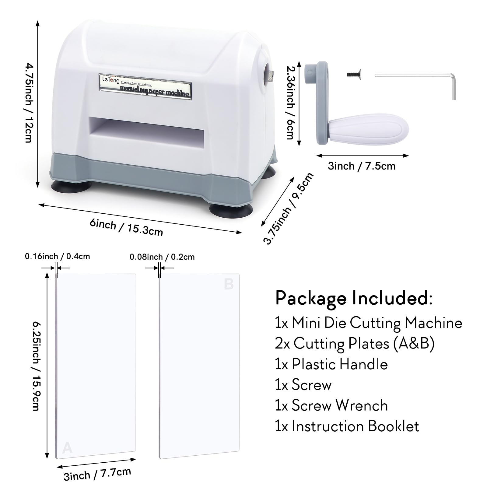 Manuelle Mini-Stanzmaschine, tragbare Stanz- und Prägemaschine für Kartenherstellung, Scrapbooking, Papierbasteln, Mini-Stanzmaschine, funktioniert mit Stanzformen und Ordnern, die 7,6 cm breit oder