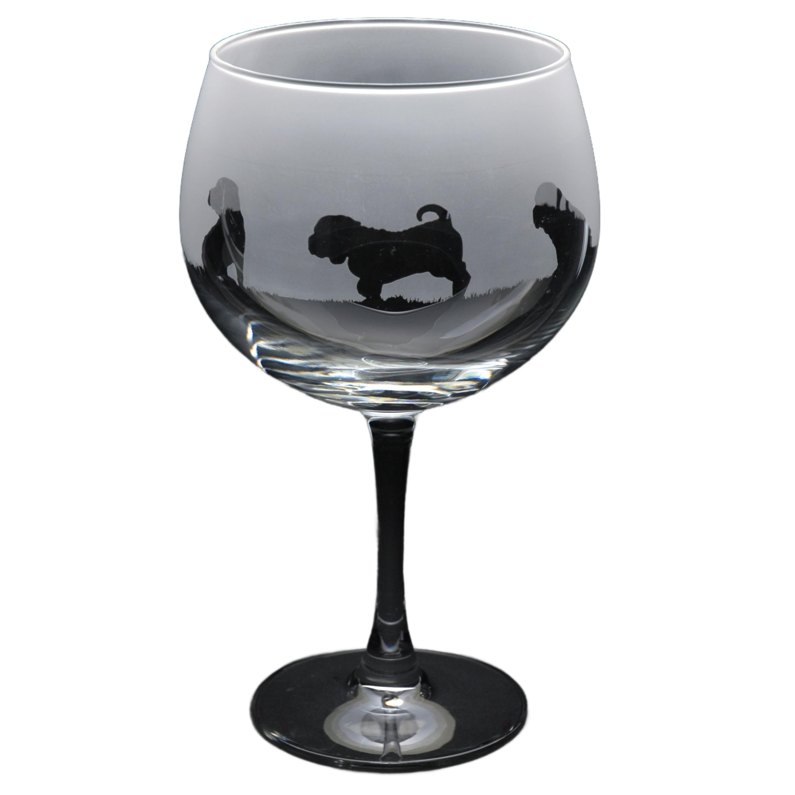 GLYPTIC Glass Art Shar Pei Dog Frieze Hand Etched/Engraved Gin Cocktail Glass