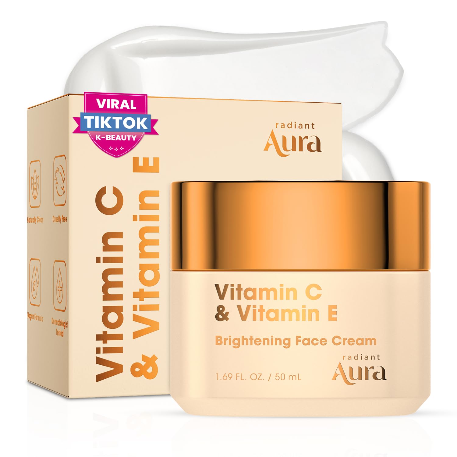 Vitamin C & E Face Cream – Korean Anti-Aging Moisturizer for Deep Hydration – Daily Formula for Dry Skin, Helps Smooth Fine Lines & Supports Skin Barrier – 1.67 oz / 50 ml