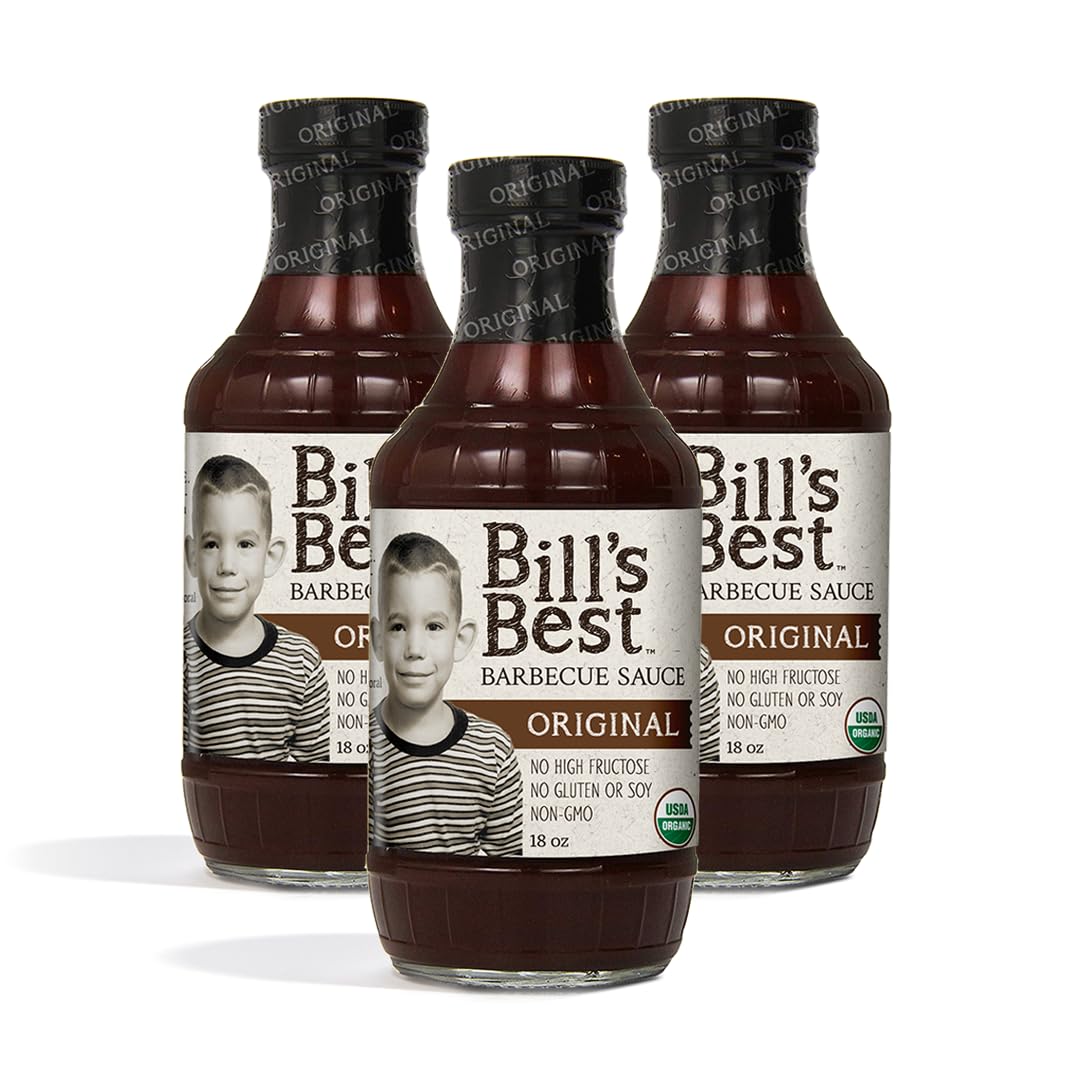 Bill's Best Original BBQ Sauce 3 Pack, Premium Organic Recipe, Sweet & Tangy, Gluten Free, 18 ounce