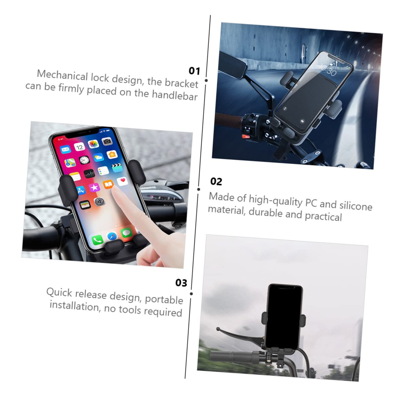 3pièces Support De Téléphone pour Vélo Et Support Smartphone Rotatif Compatible avec Guidon Installation Facile Et Pratique