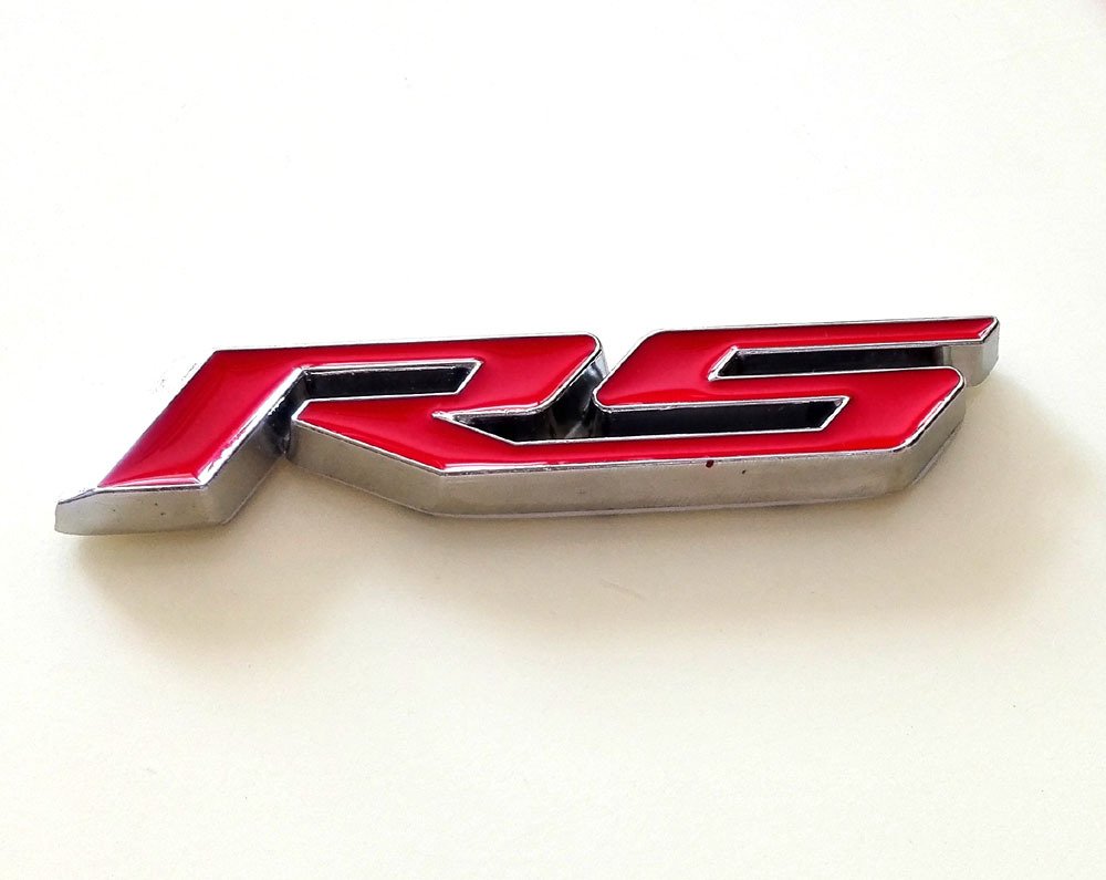 BENZEE B047 RS Car Emblem Badge Sticker Red For CHEVROLET Chevy Racing Sport 90 x 18 mm