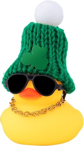 wonuu Pato de goma decoraciones del día de San Patricio, patos de goma verdes, suministros de regalos de patos de la suerte, sombrero de tréboles