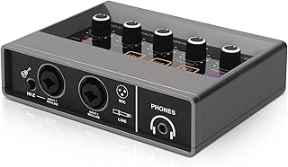 XTUGA Q-16 Professional Audio Interface USB Recording Sound Card with 16 bit/48 kHz Audio Resolution Built-in Monitor Jack, DSP Effect, 48V Power Use For Studio Recording, K Song Record