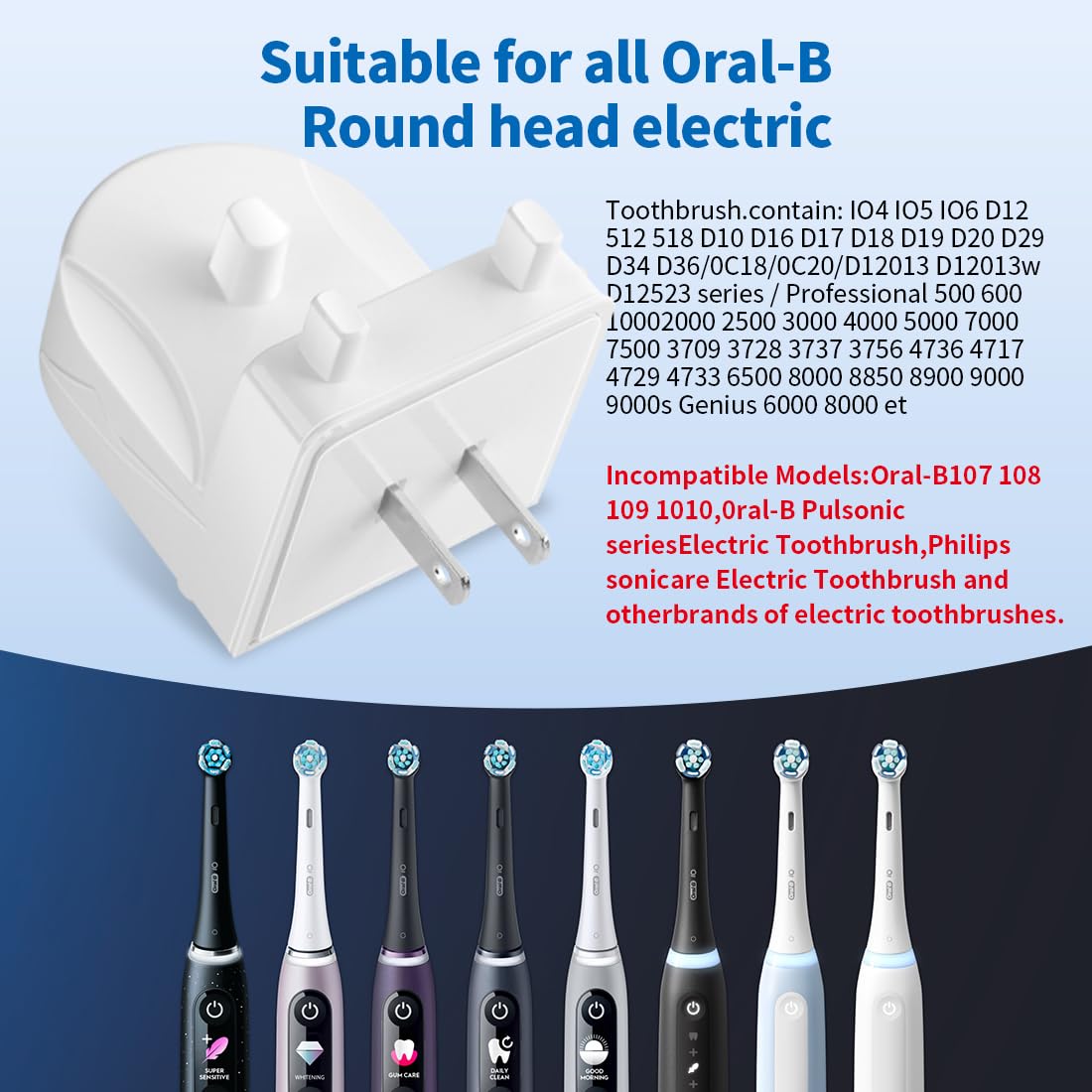 Wall Charger Base for Oral B Braun Electric Toothbrush, Wall Mounted Adapter Electric Toothbrush Charger, Compatible with for Oral-B/Braun Most Models?Excluding iO 7/8/9/10 and Pulsonic Series?